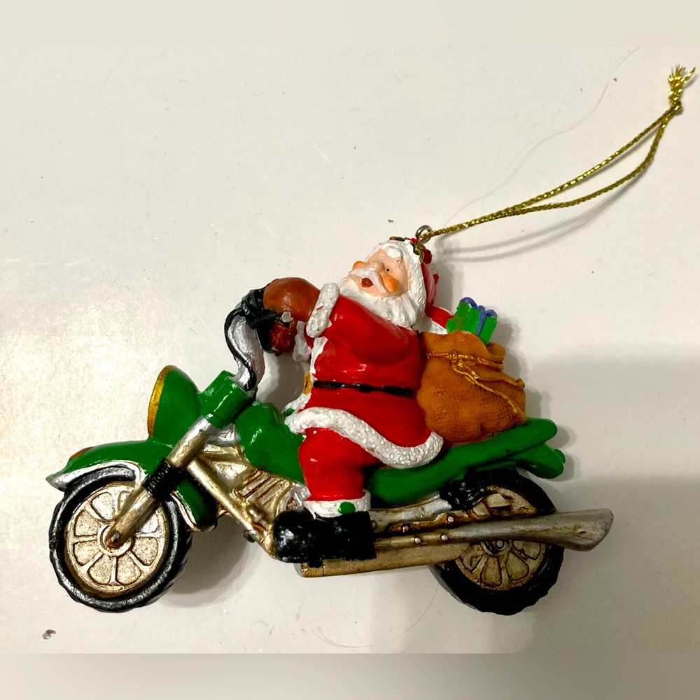 Santa Claus Christmas Tree Ornament Motorcycle